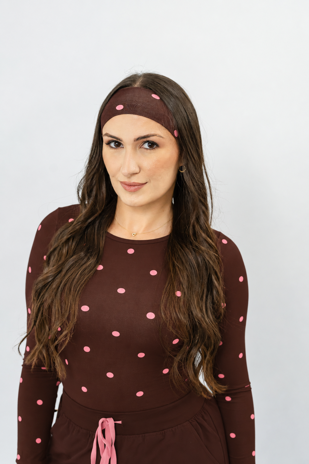 Chocolate Polka Dot Underscrub and Headband Set