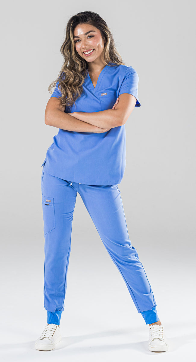 Arctic Ceil Blue Scrub Top