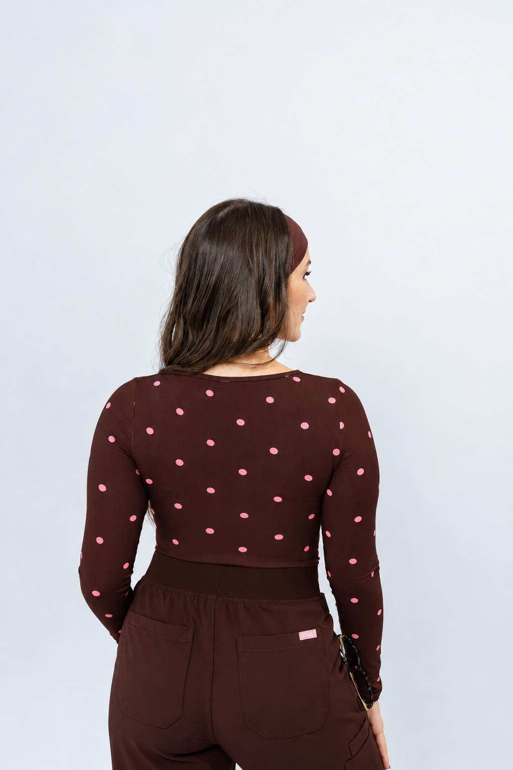 Chocolate Polka Dot Underscrub and Headband Set