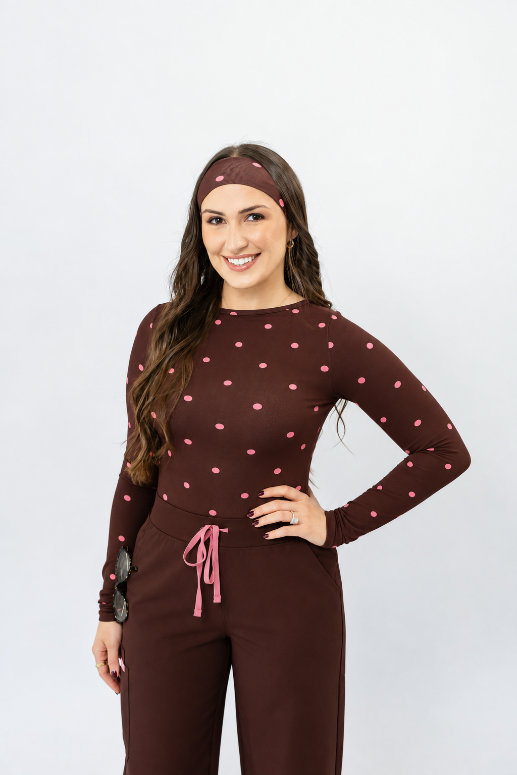 Chocolate Polka Dot Underscrub and Headband Set