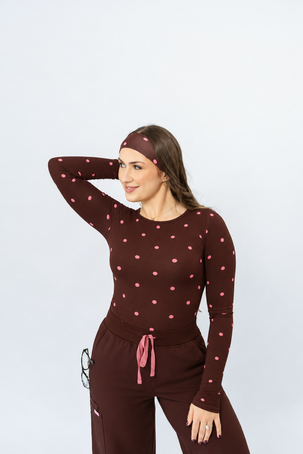 Chocolate Polka Dot Underscrub and Headband Set