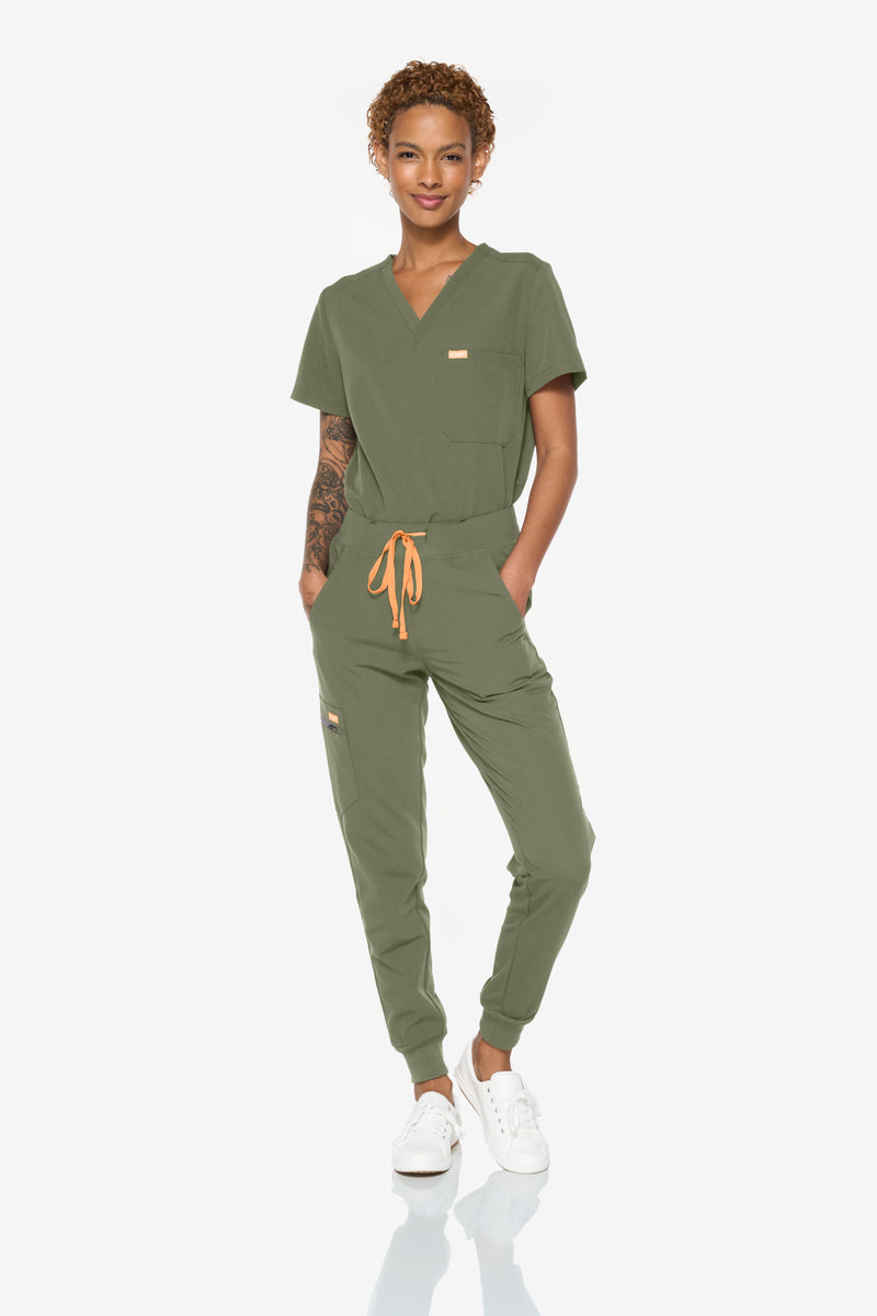 Forest Green Scrub Top Floral Collection CODE NXT Scrubs