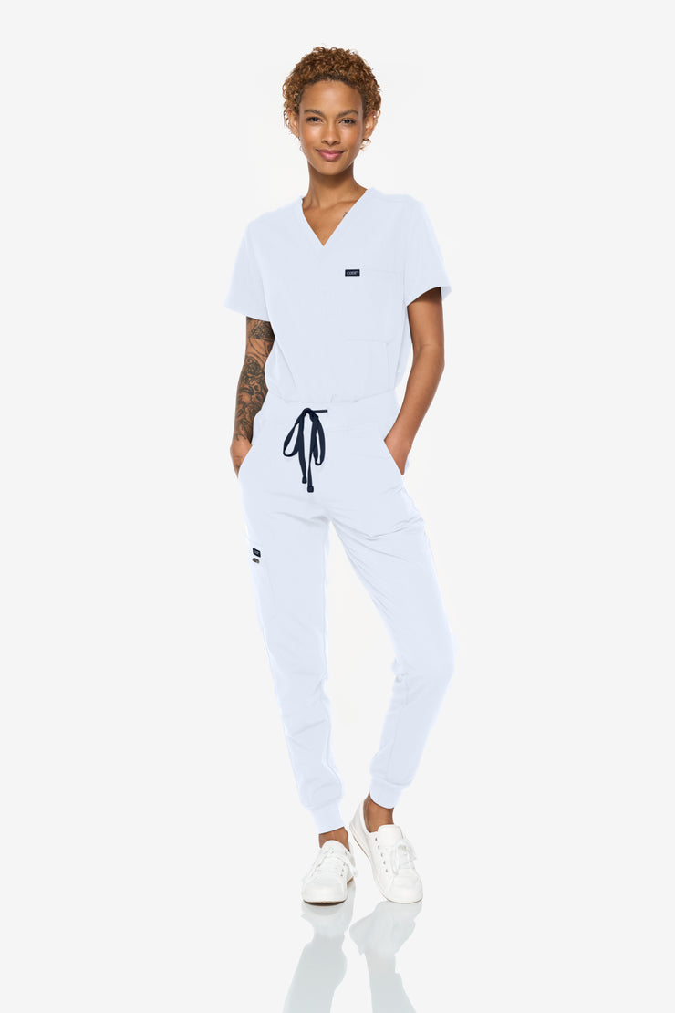 jogger de talle alto blanco Lotus | Colección Flores 