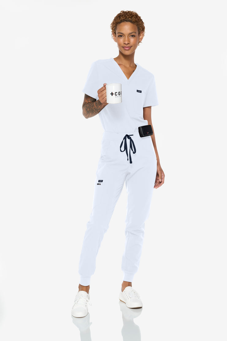 Lotus White High-Waisted Fit Jogger | Floral Collection