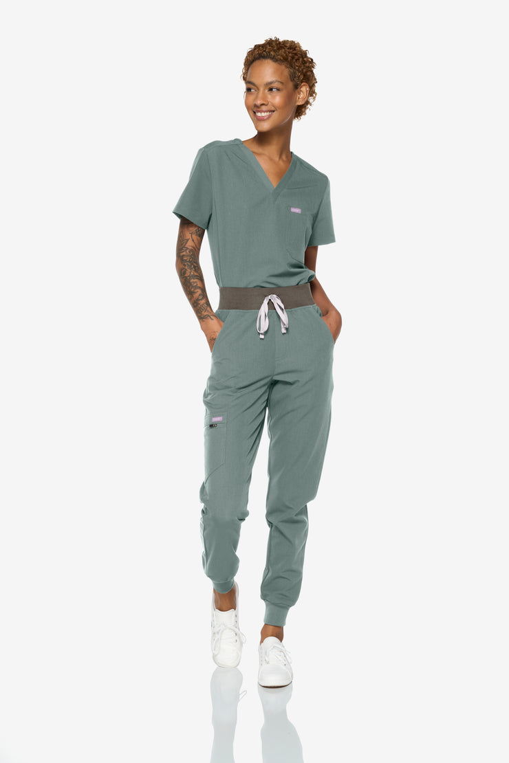 Jogger verde oliva de talle alto | Colección de choque 