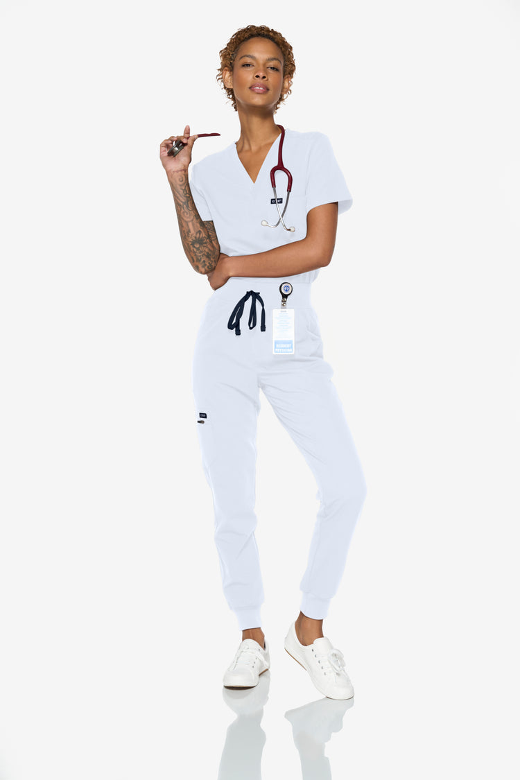 Lotus White Scrub Top | Floral Collection – CODE NXT Scrubs