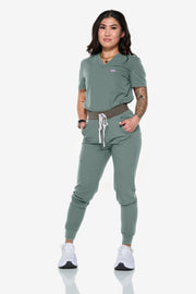 Jogger verde oliva de talle alto | Colección de choque 