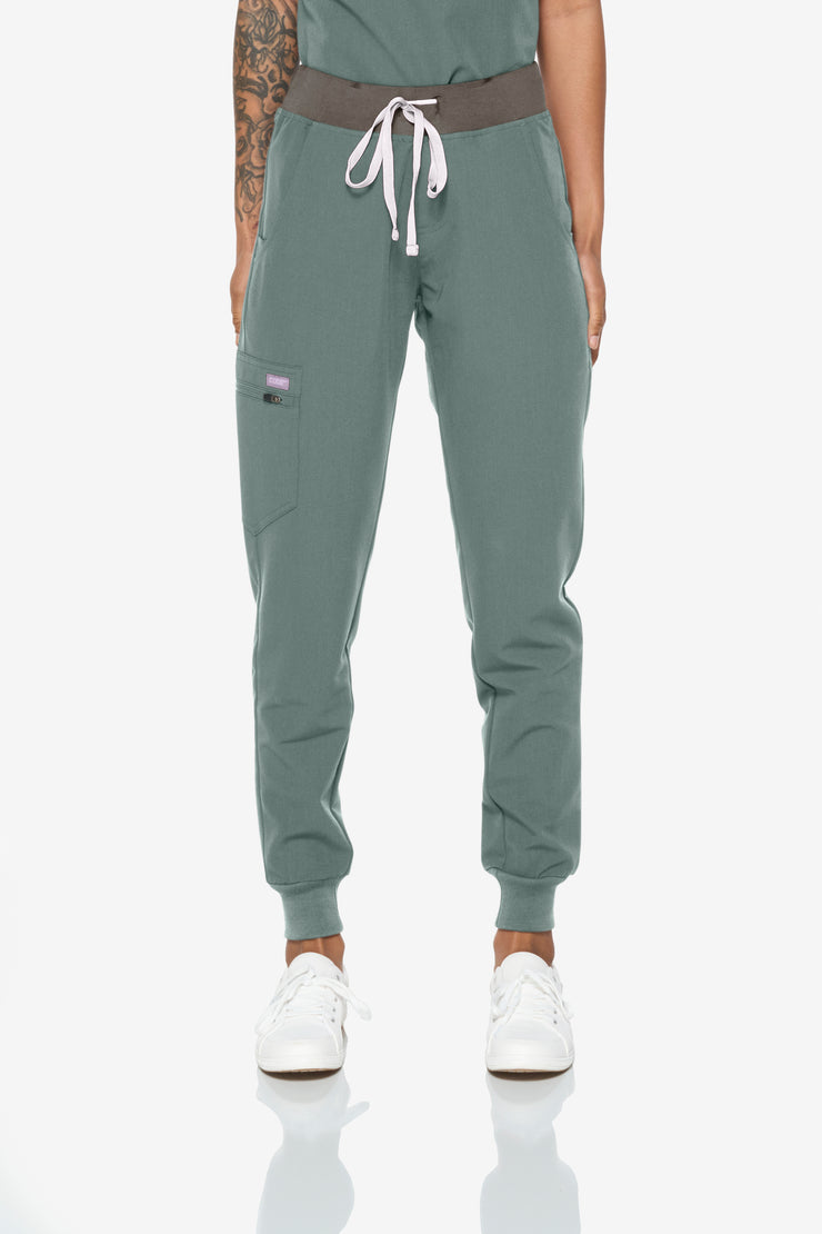 Jogger verde oliva de talle alto | Colección de choque 