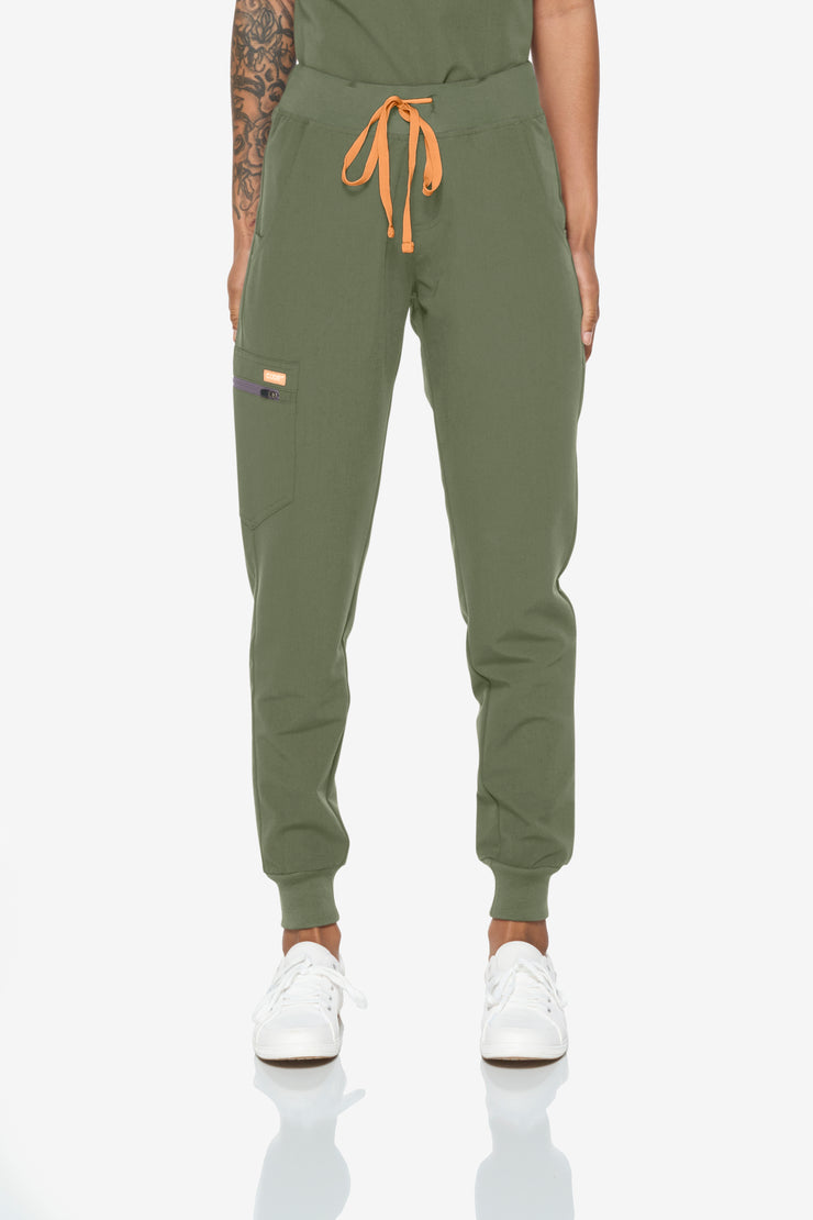 Forest Green High-Waisted Fit Jogger | Floral Collection