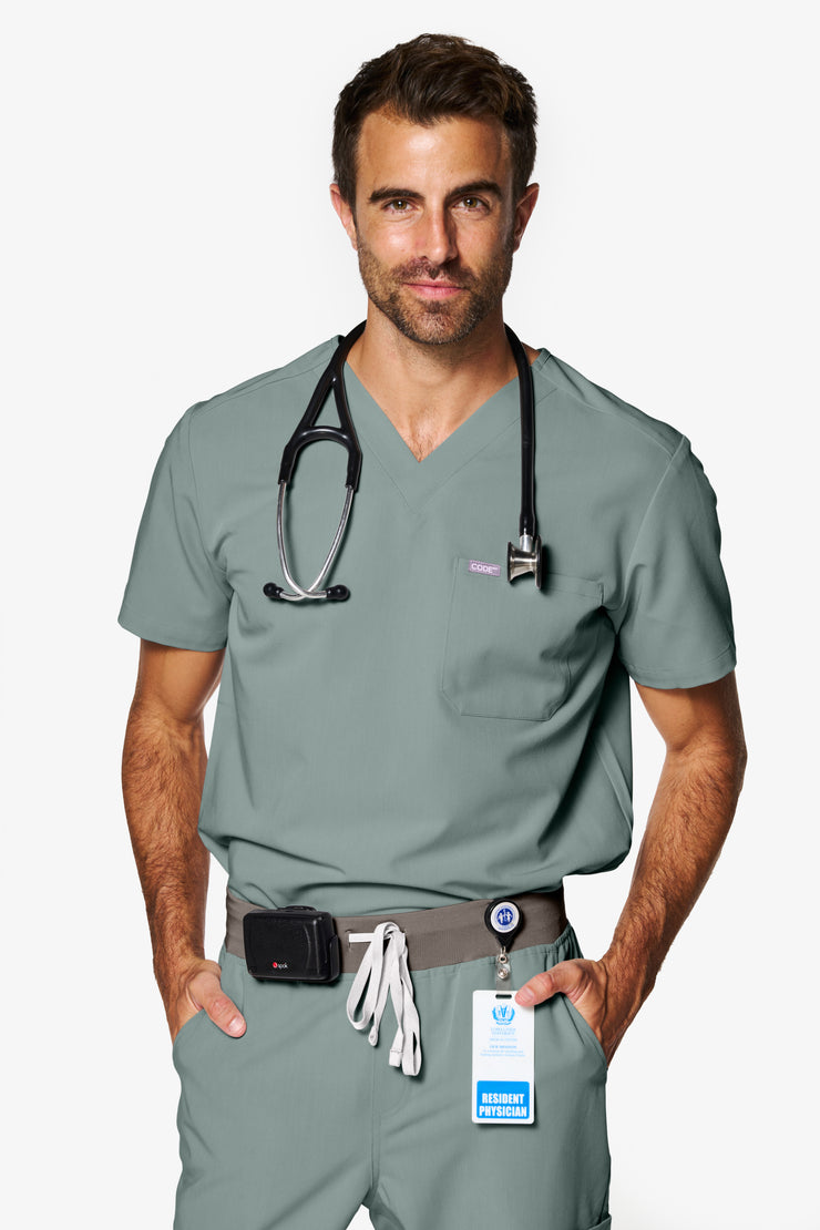 Olive Scrub Top | Shock | Men