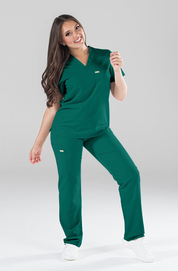Emerald Hunter Green Straight Leg Pant | Gem Collection |