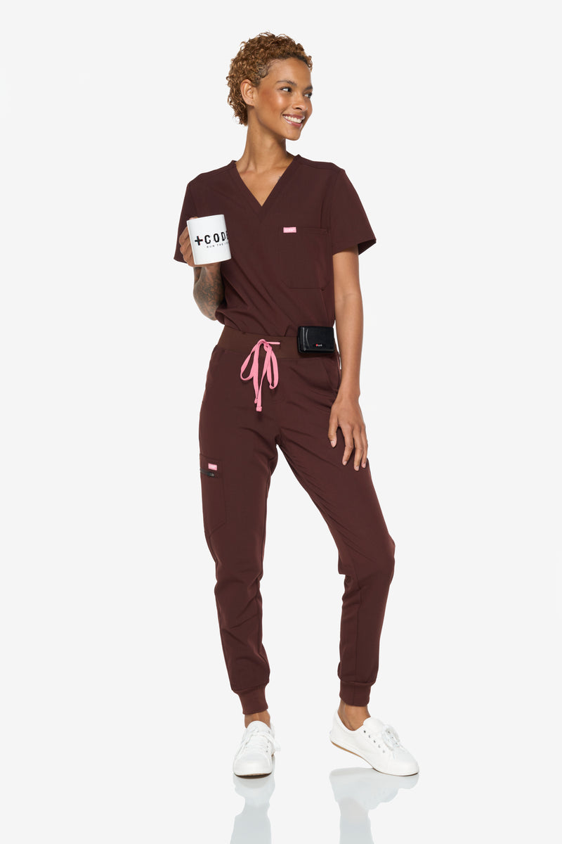 Chocolate Classic Fit Jogger Coffee Collection CODE NXT Scrubs