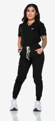 Jogger ajustado de talle alto negro 