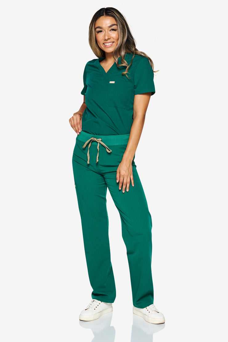 Pantalón de pierna recta verde cazador esmeralda | Colección de gemas