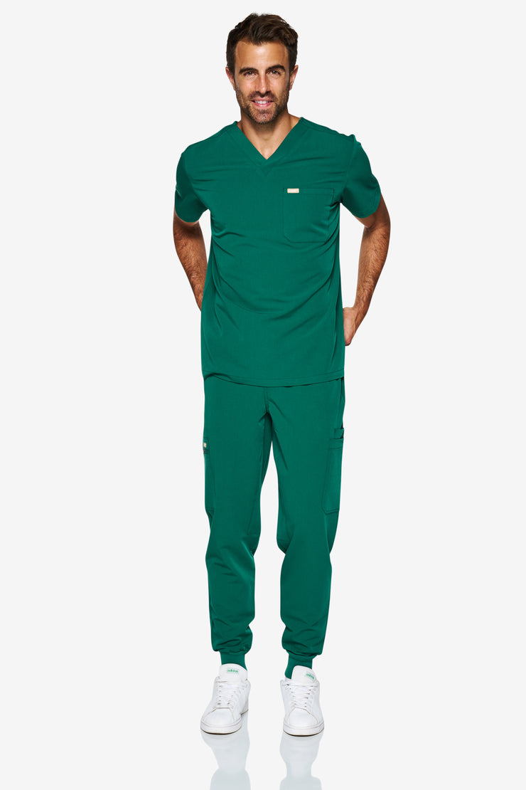 Emerald Hunter Green Scrub Top | Gem | Men