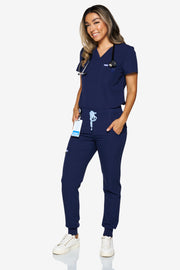 Joggers médicos de corte azul marino | Colección de choque