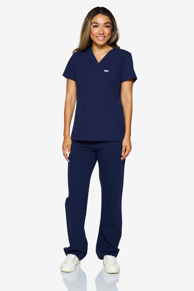 Pantalón médico azul marino con pernera recta | Colección de choque