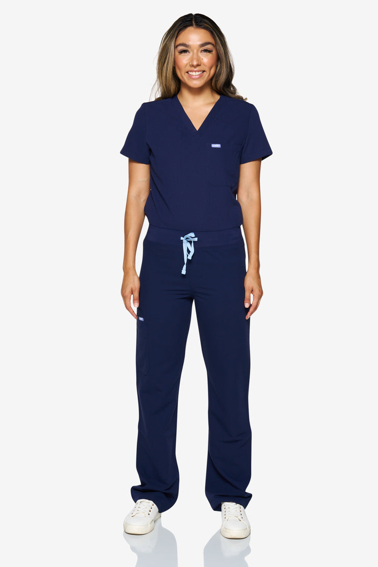 Pantalón médico azul marino con pernera recta | Colección de choque