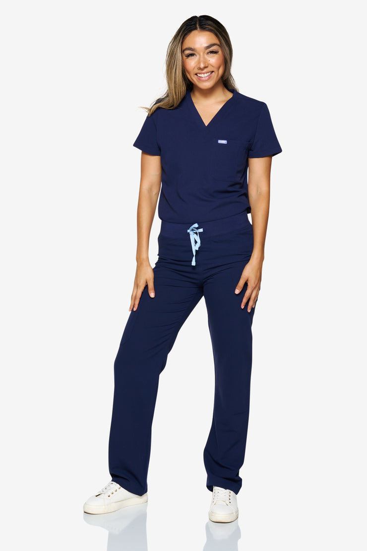 Pantalón médico azul marino con pernera recta | Colección de choque