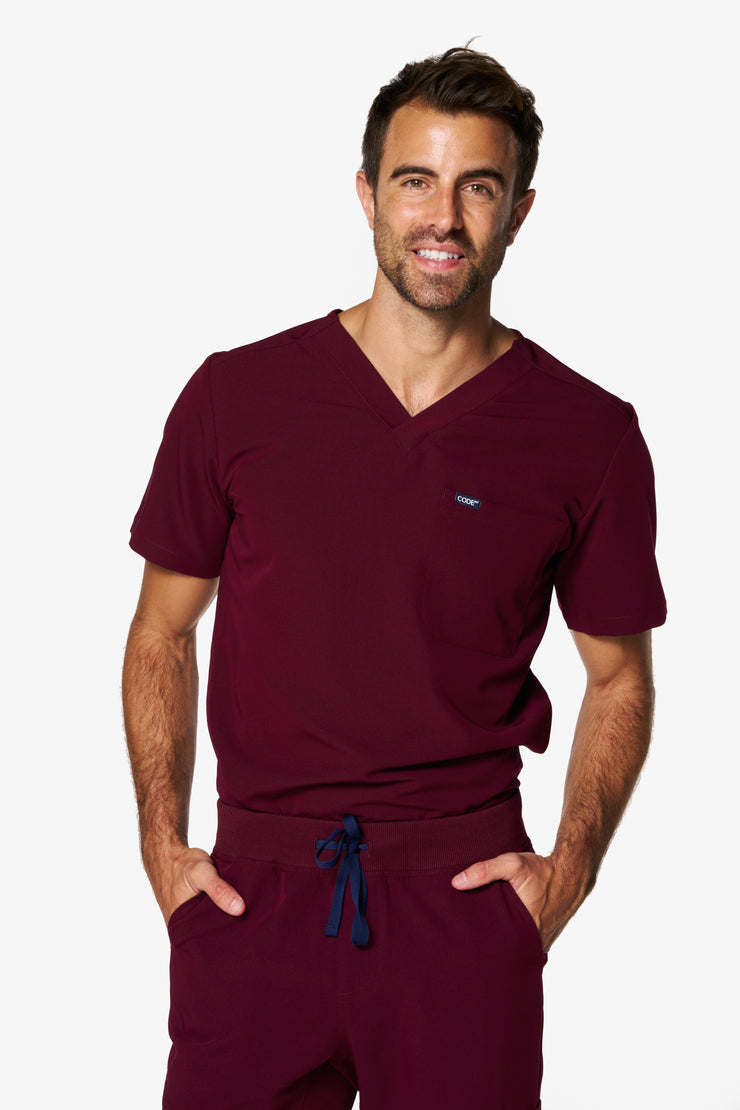 Burgundy Scrub Top | Pulse | MEN | FINAL SALE