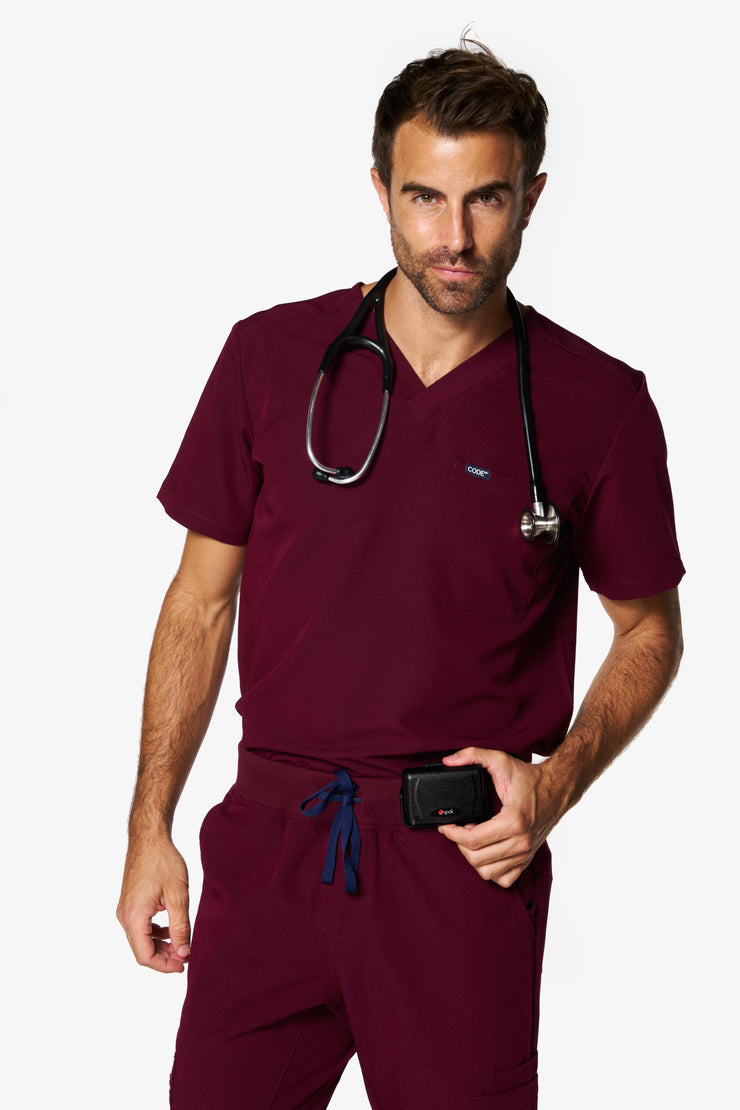 Burgundy Scrub Top | Pulse | MEN