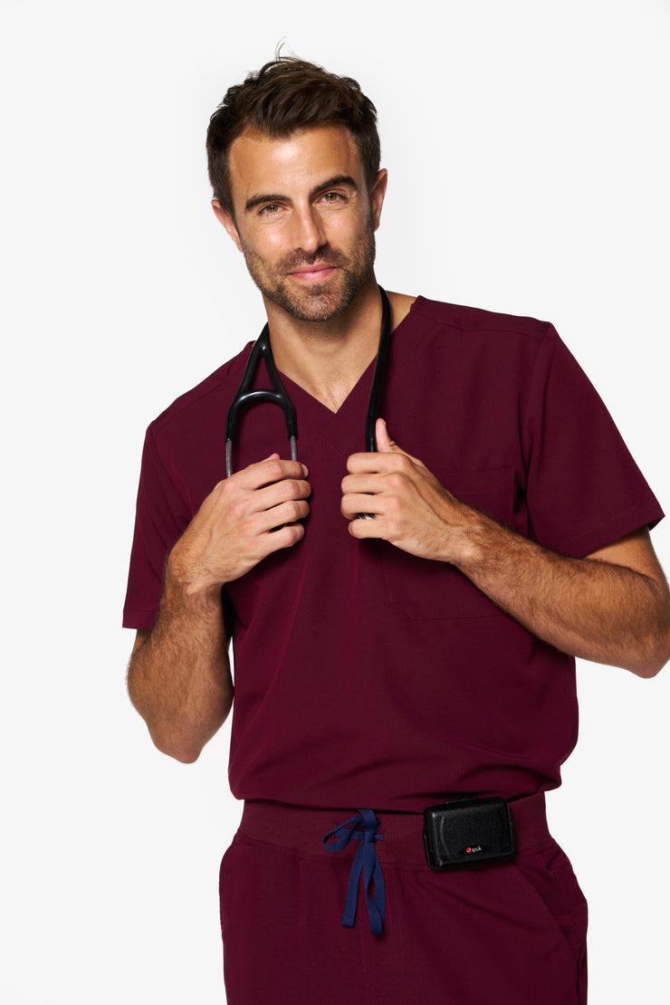 Burgundy Scrub Top | Pulse | MEN