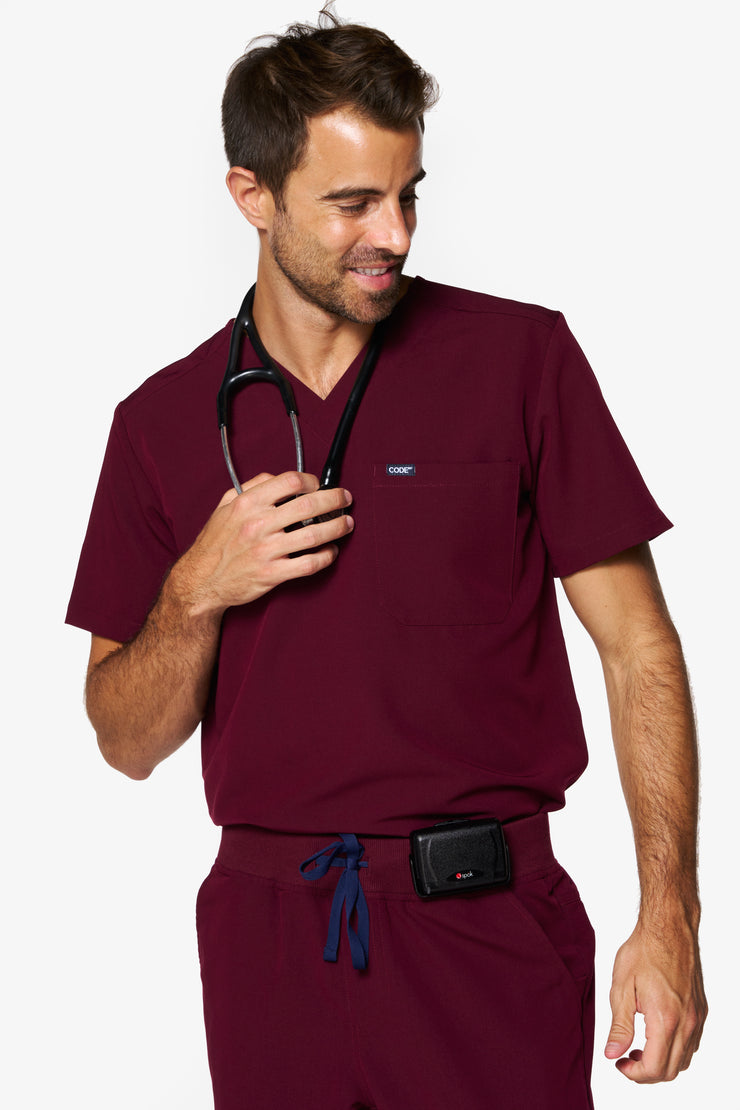 Burgundy Scrub Top | Pulse | MEN