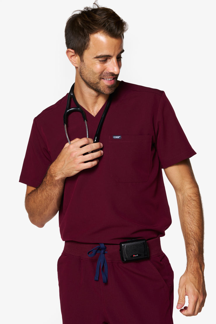 Burgundy Scrub Top | Pulse | MEN | FINAL SALE