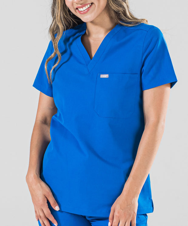 Scrubs top Soft Strech, blue sapphire + turquoise, BE4-N2