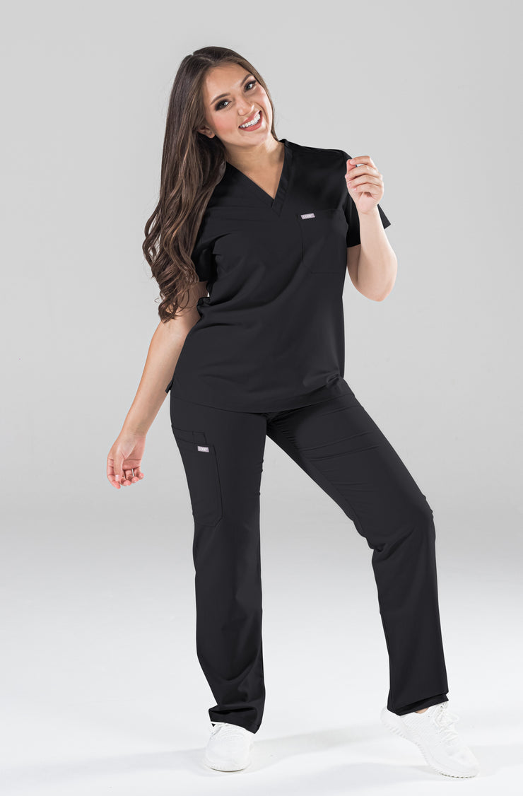 Black Fit Straight leg Scrub Pant | Shock Collection