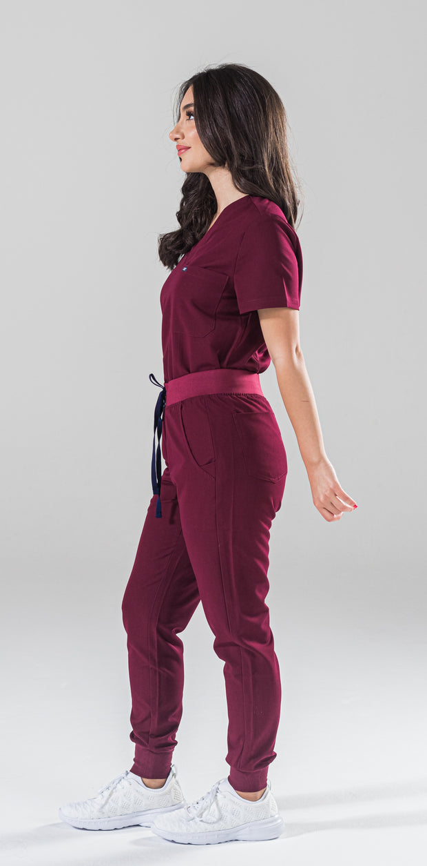 Burgundy Fit Scrub Jogger | Heme - CODE NXT Scrubs