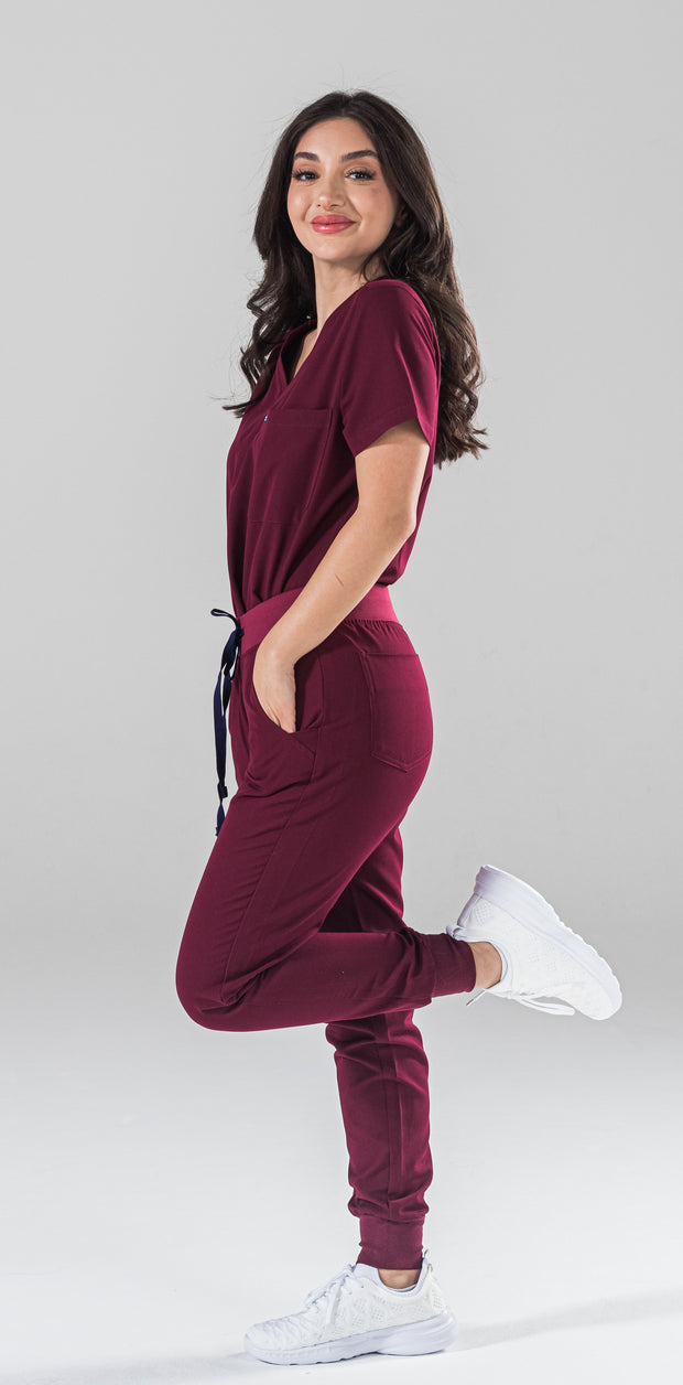 Burgundy Fit Scrub Jogger | Heme - CODE NXT Scrubs