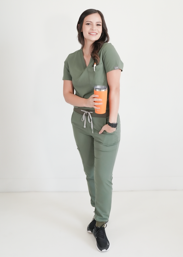 Olive Fit Scrub Joggers | Neurogenic Shock - CODE NXT Scrubs